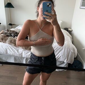 Women's Cream Ribbed Tank Top